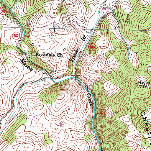 Topographic Map of Speaks Branch, VA