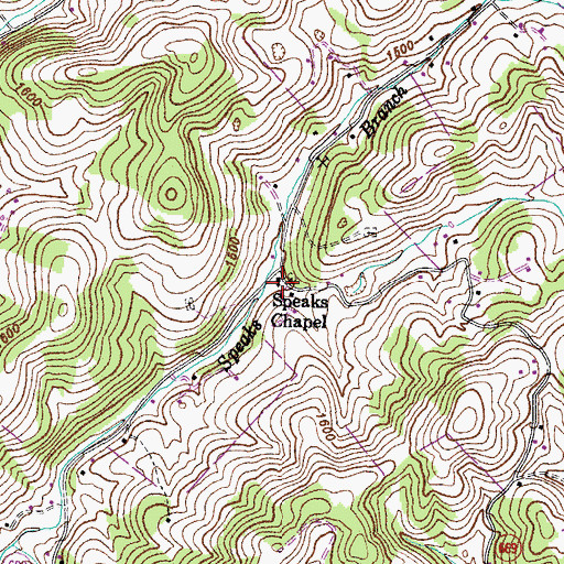 Topographic Map of Speaks Chapel, VA