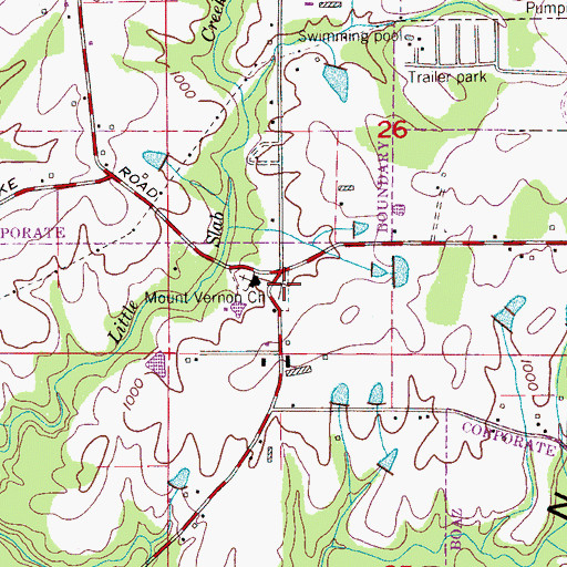 Topographic Map of New Mount Vernon Cemetery, AL