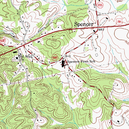 Topographic Map of Spencer Penn Elementary School (historical), VA