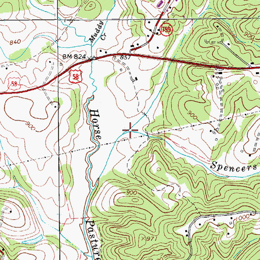 Topographic Map of Spencers Mill Creek, VA