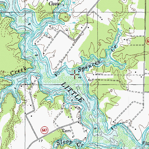 Topographic Map of Spences Creek, VA