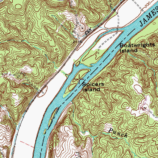 Topographic Map of Spicers Island, VA