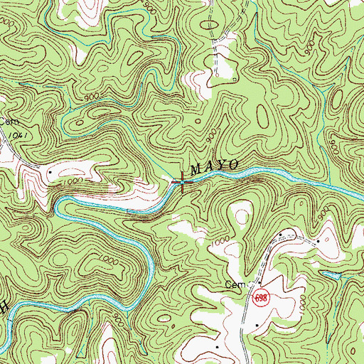 Topographic Map of Spoon Creek, VA