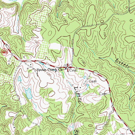 Topographic Map of Spoon Creek Church, VA