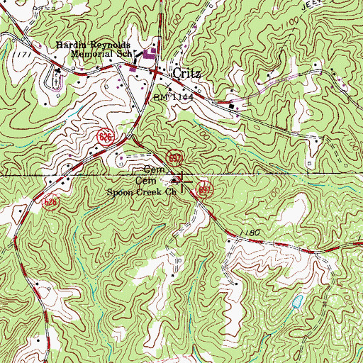 Topographic Map of Spoon Creek Church, VA
