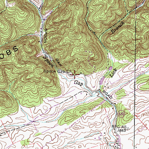 Topographic Map of Spoon Gap Church, VA