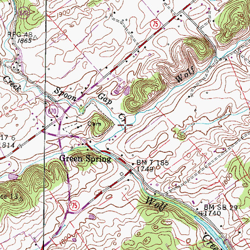 Topographic Map of Spoon Gap Creek, VA