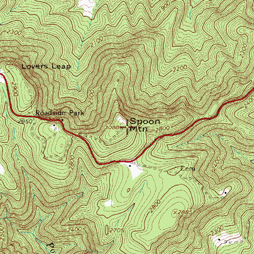 Topographic Map of Spoon Mountain, VA