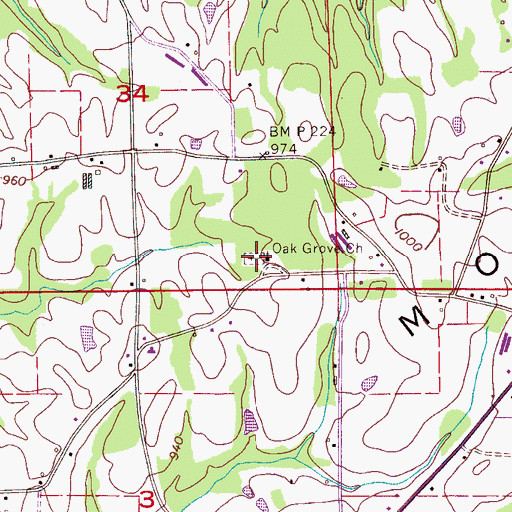 Topographic Map of Oak Grove Cemetery, AL