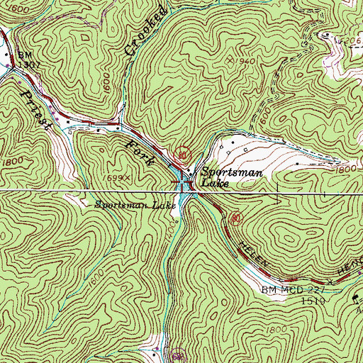 Topographic Map of Sportsman Lake, VA