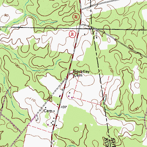 Topographic Map of Spratley Cemetery, VA