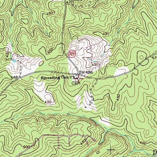 Topographic Map of Spreading Oak Church, VA