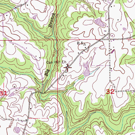 Topographic Map of Oak Hill Cemetery, AL
