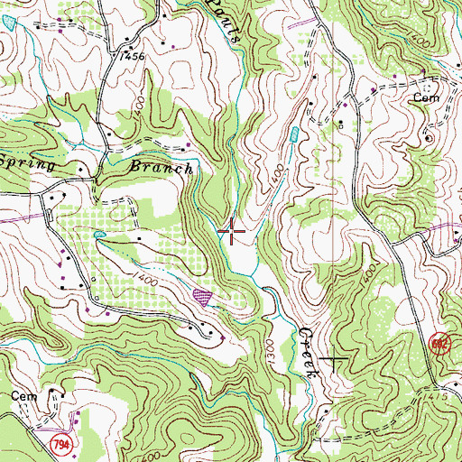 Topographic Map of Spring Branch, VA