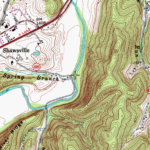 Topographic Map of Spring Branch, VA