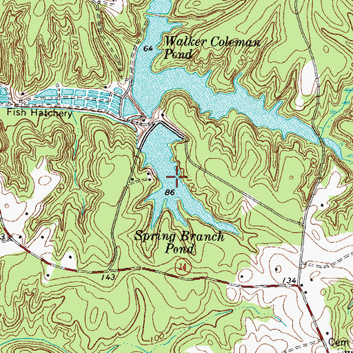 Topographic Map of Spring Branch Pond, VA