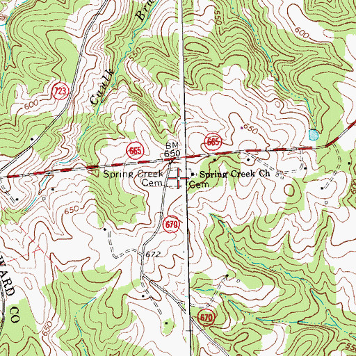 Topographic Map of Spring Creek Cemetery, VA