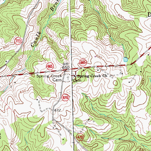 Topographic Map of Spring Creek Church, VA