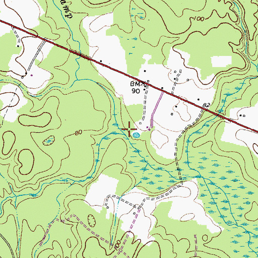 Topographic Map of Spring Grove Swamp, VA