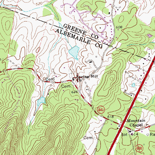 Topographic Map of Spring Hill Church, VA