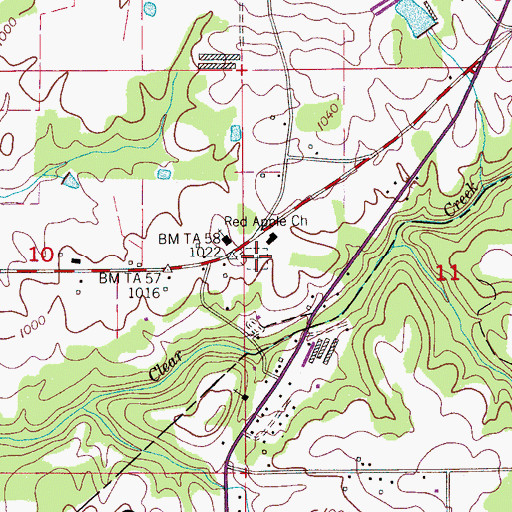 Topographic Map of Red Apple Cemetery, AL