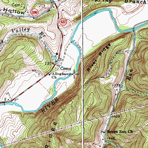 Topographic Map of Spring Valley Branch, VA