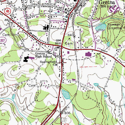 Topographic Map of Springfield Church, VA