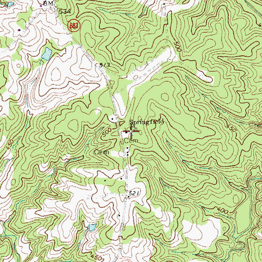 Topographic Map of Springfield Church, VA