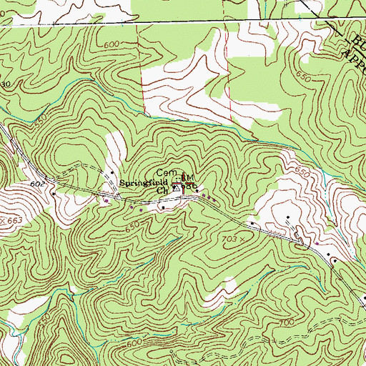 Topographic Map of Springfield Baptist Church, VA
