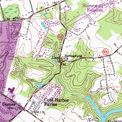 Topographic Map of Springfield Church, VA