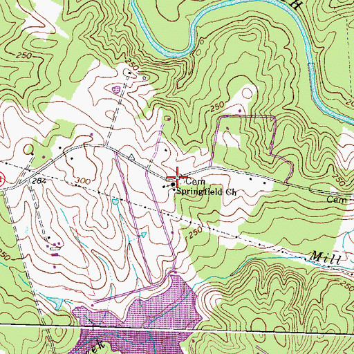 Topographic Map of Springfield Church, VA