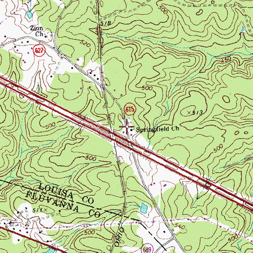 Topographic Map of Springfield Church, VA
