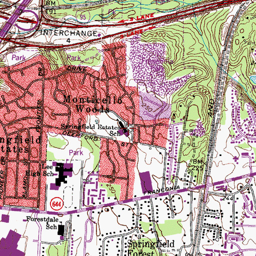 Topographic Map of Springfield Estates Elementary School, VA
