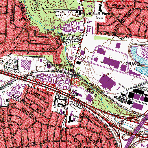 Topographic Map of Springfield Station, VA