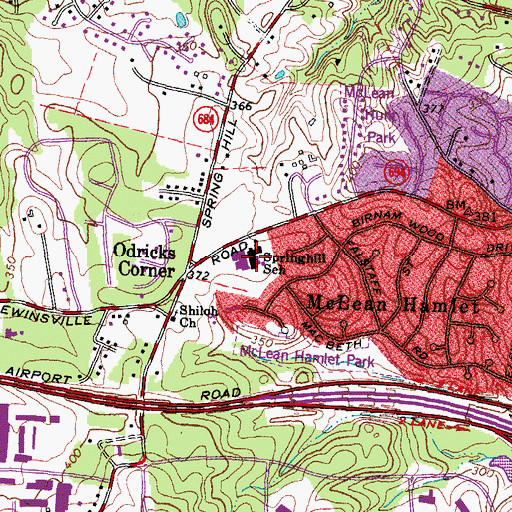 Topographic Map of Spring Hill Elementary School, VA