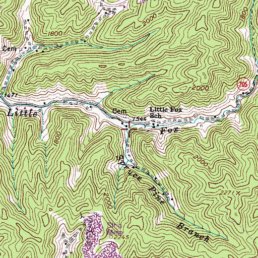 Topographic Map of Spruce Pine Branch, VA