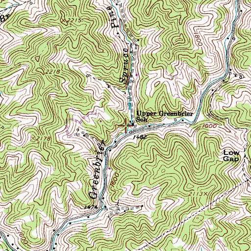 Topographic Map of Spruce Pine Branch, VA