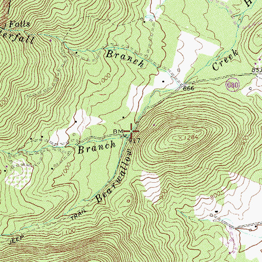 Topographic Map of Sprucepine Branch, VA