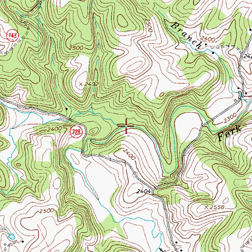 Topographic Map of Spurlock Creek, VA