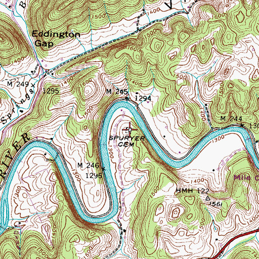 Topographic Map of Spuryer Cemetery, VA