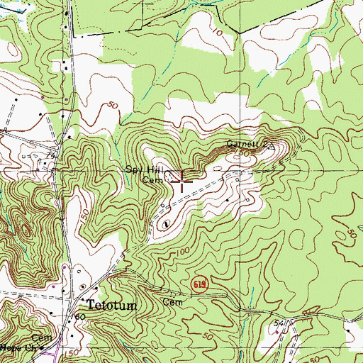 Topographic Map of Spy Hill Cemetery, VA
