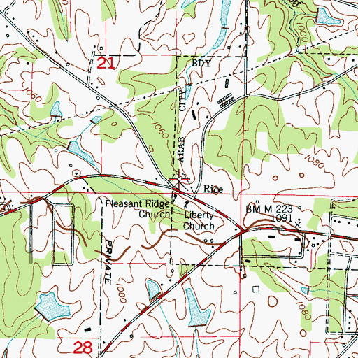 Topographic Map of Rice Cemetery, AL