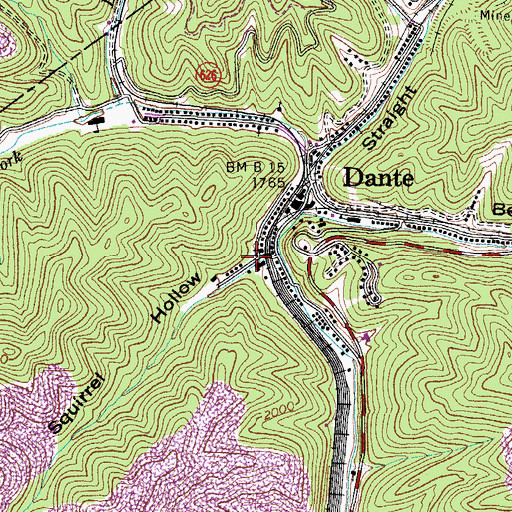 Topographic Map of Squirrel Hollow, VA