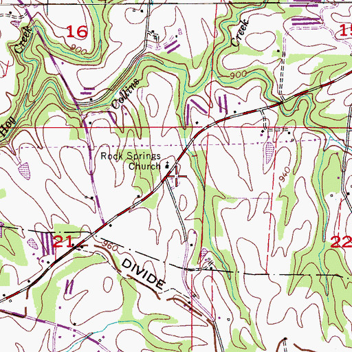 Topographic Map of Rock Springs Cemetery, AL