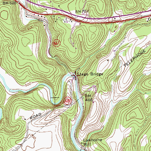 Topographic Map of Stage Bridge, VA