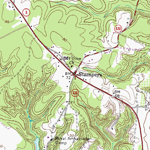 Topographic Map of Stampers, VA