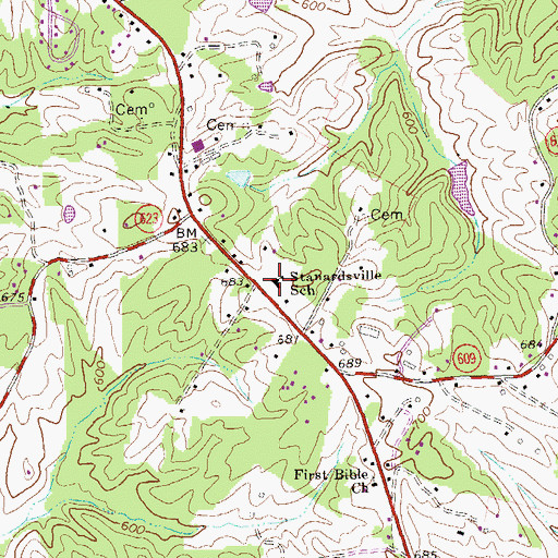 Topographic Map of Stanardsville School, VA