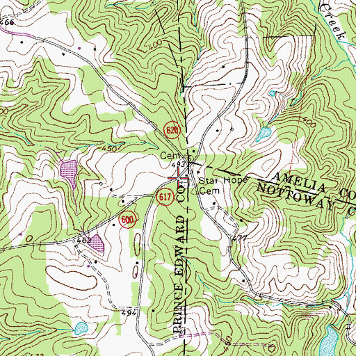 Topographic Map of Star Hope Cemetery, VA