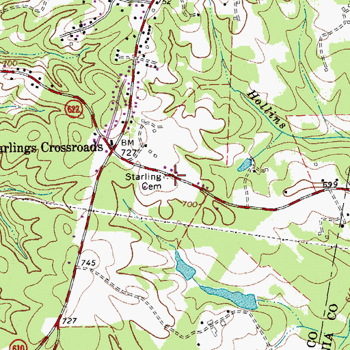 Topographic Map of Starling Cemetery, VA